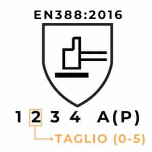 secondo valore pittogramma en388 resistenza al taglio da lama