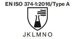 EN 374-1:2016 tipo A pittogramma