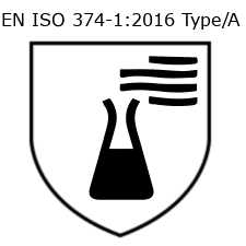 pittogramma certificazione EN ISO 374-1 tipo A