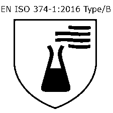 pittogramma certificazione EN ISO 374-1 tipo B 