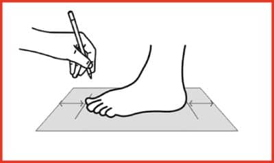 Guida taglie tabella immagine calcolo piedi U-Power
