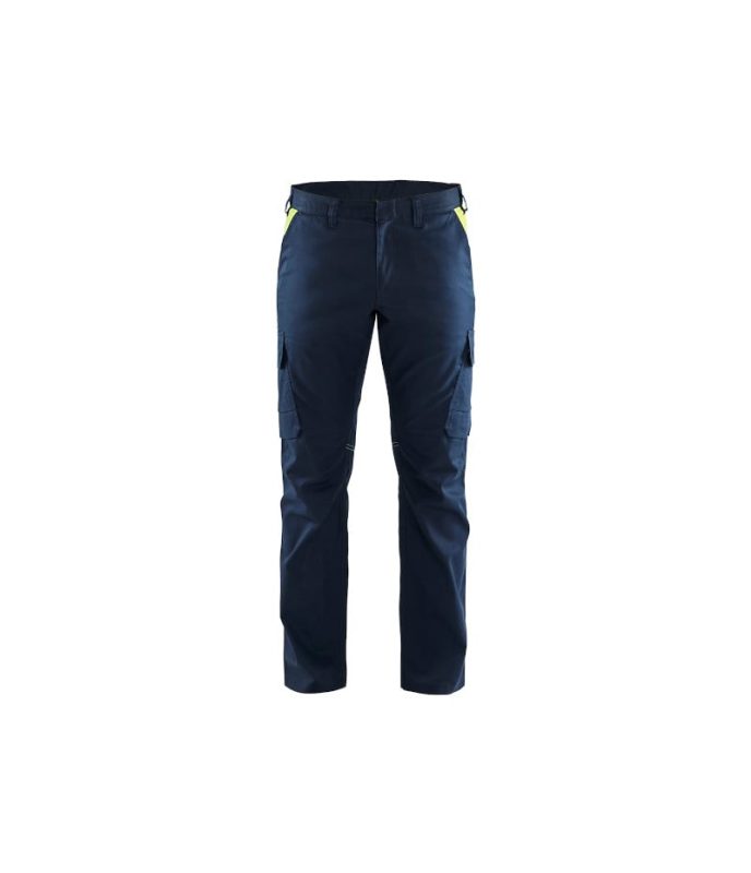 Pantaloni da lavoro Industria Stretch Blaklader 1444 blu marino scuro/giallo hv